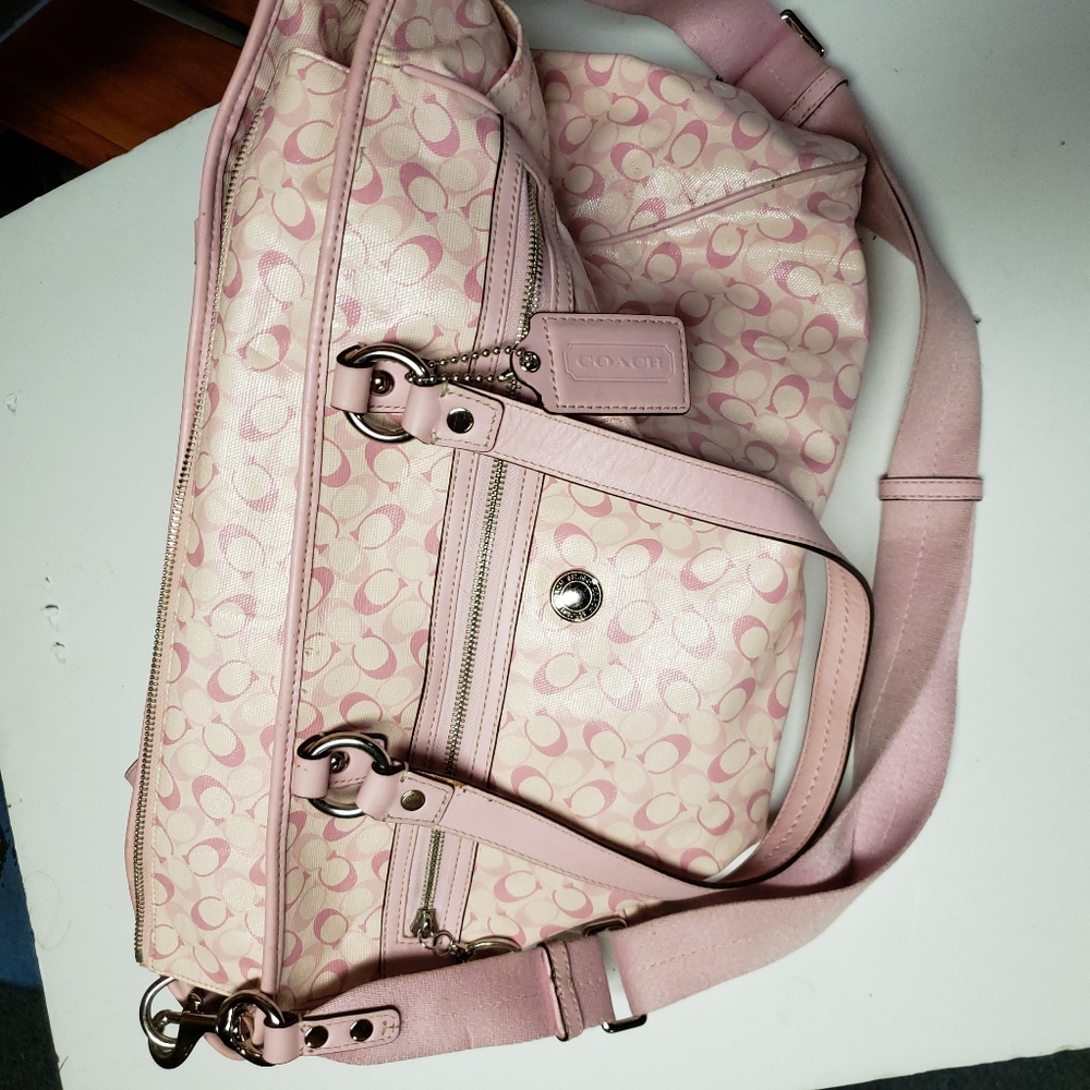 Pink Coach diaper bag
